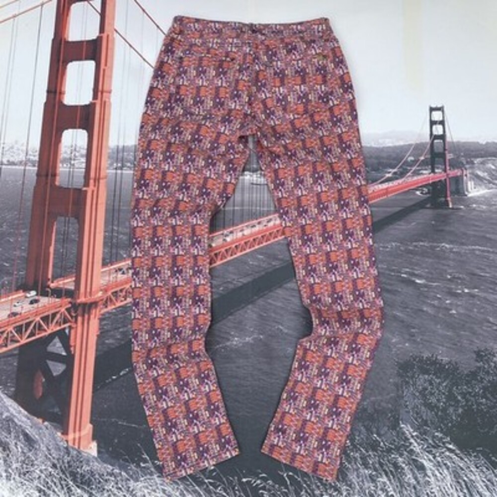 Roots Canada Womens Pants 27 Geometric Aztec Pattern Skinny Jeans 27x30 Slim Leg - Picture 1 of 6
